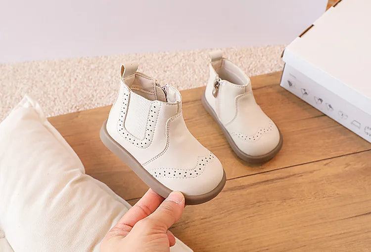 New Spring/Autumn Baby Shoes  Leather Toddler Children Ankle Boots Rubber Sole Infant Shoes Fashion Little Girls Boots 15-25