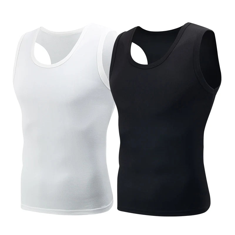 1/3 Piece Men's Classic Four Season Black And White Solid Color Narrow Shoulder Wide Shoulder Vest Comfortable Sportswear
