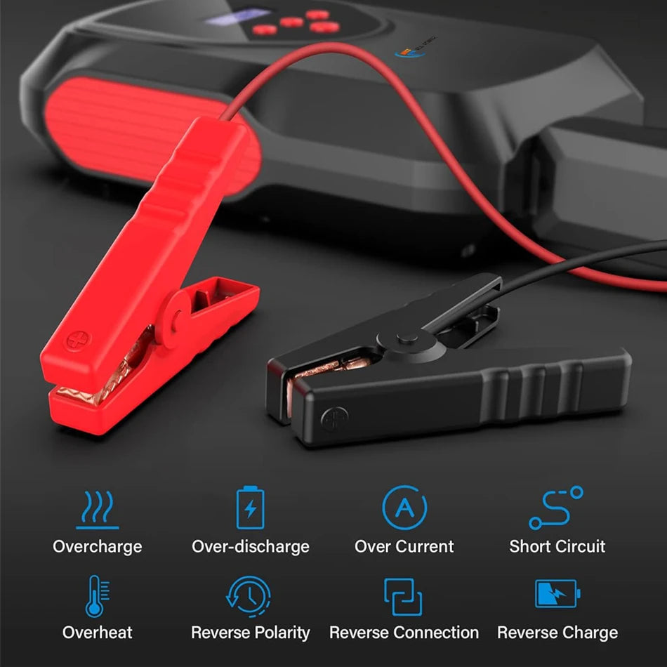 Multi-function Car Jump Starter Air Pump Power Bank Portable Air Compressor Cars Battery Starters Starting Auto Tyre Inflator