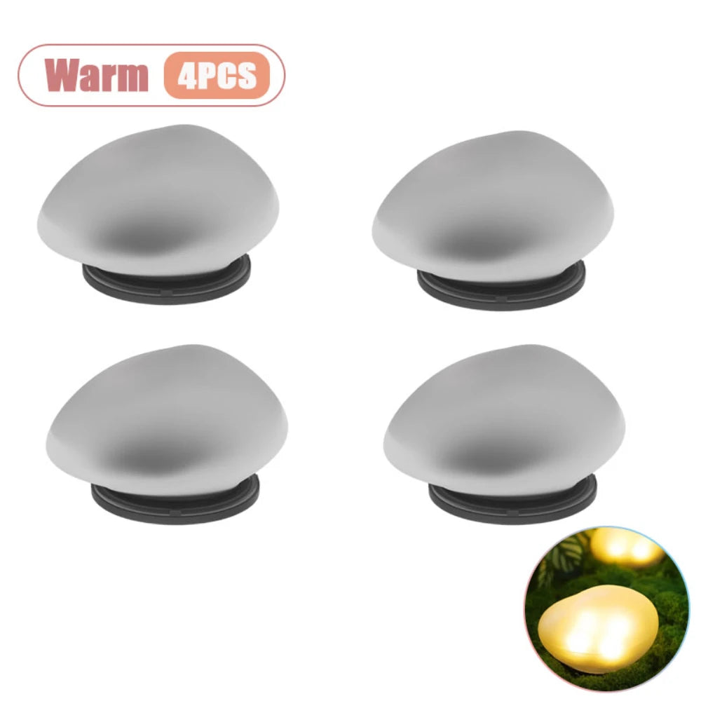 LED Outdoor Garden Lamp Solar Pebble Faux Stone Lawn Light Semi-Flush Mount for Pathways Yard Decor Garden Illumination Lighting