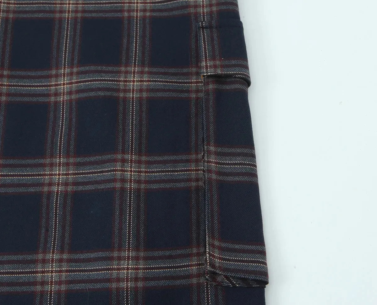 Women New Casual Chic Suit Checkered Hooded Jacket Loose Lantern Workwear Pants Fashion Autumn Winter Suits