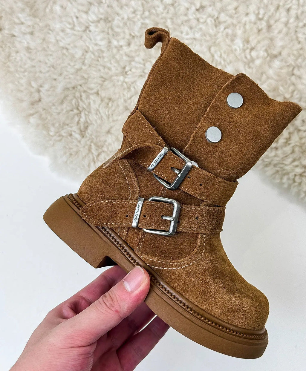 Fashion Baby Girl Retro Solid Short Boots Infant Toddler Child Spring Autumn Winter Mid-calf Platform Shoes Foldable Baby Shoes