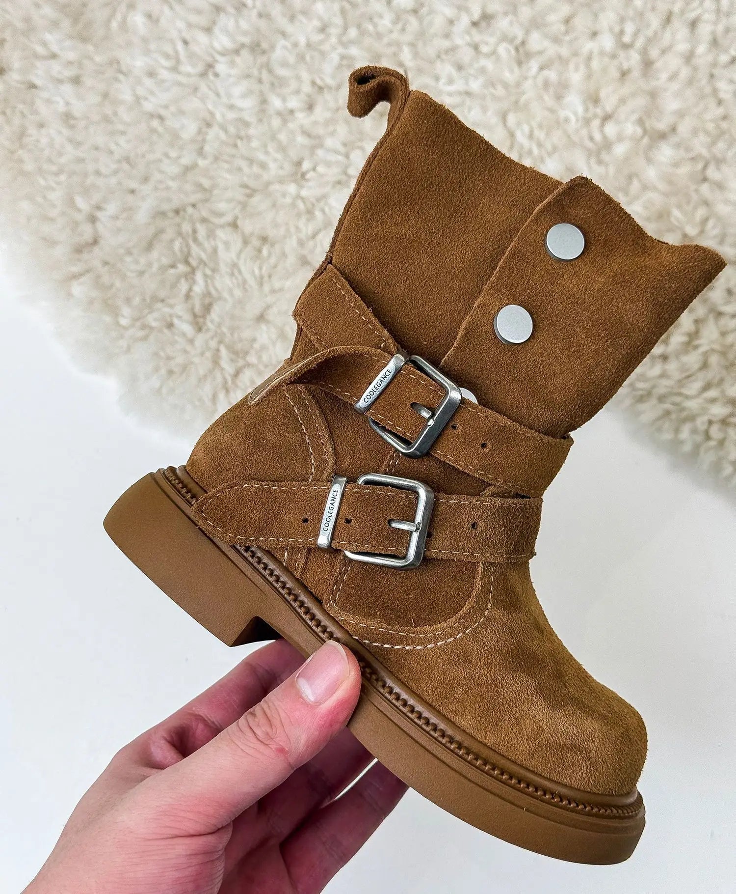 Fashion Baby Girl Retro Solid Short Boots Infant Toddler Child Spring Autumn Winter Mid-calf Platform Shoes Foldable Baby Shoes