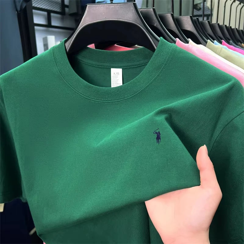 100% pure cotton high-end short-sleeved T-shirt, summer designer brand, patterned round-neck top, fashionable and casual golf me