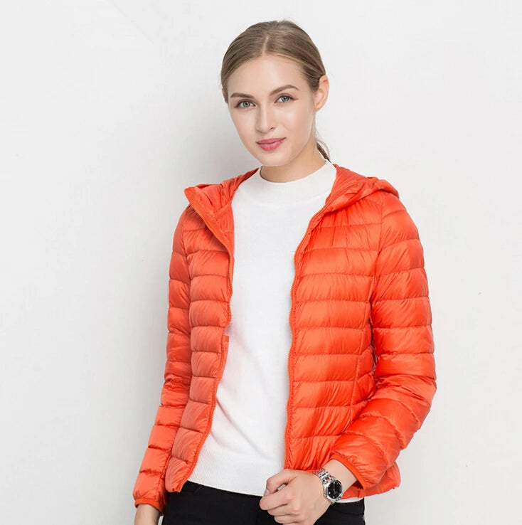 Johnature 2025 New Women Coat Autumn Winter White Duck Down Jacket Solid Colors Warm Slim Zipper Fashion Light Down Coat