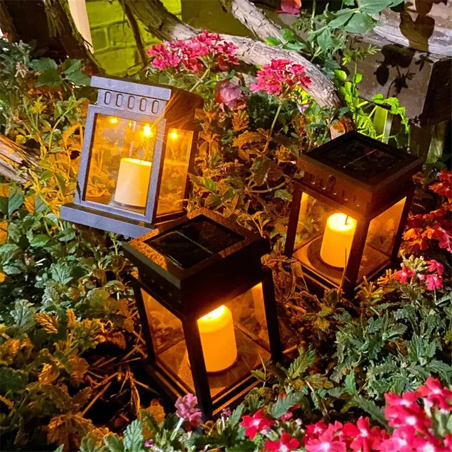 Outdoor Solar Garden Lights Solar Palace Lantern Lawn Landscape Hanging Atmosphere Candle Lamp Floor Yard Garden Decor