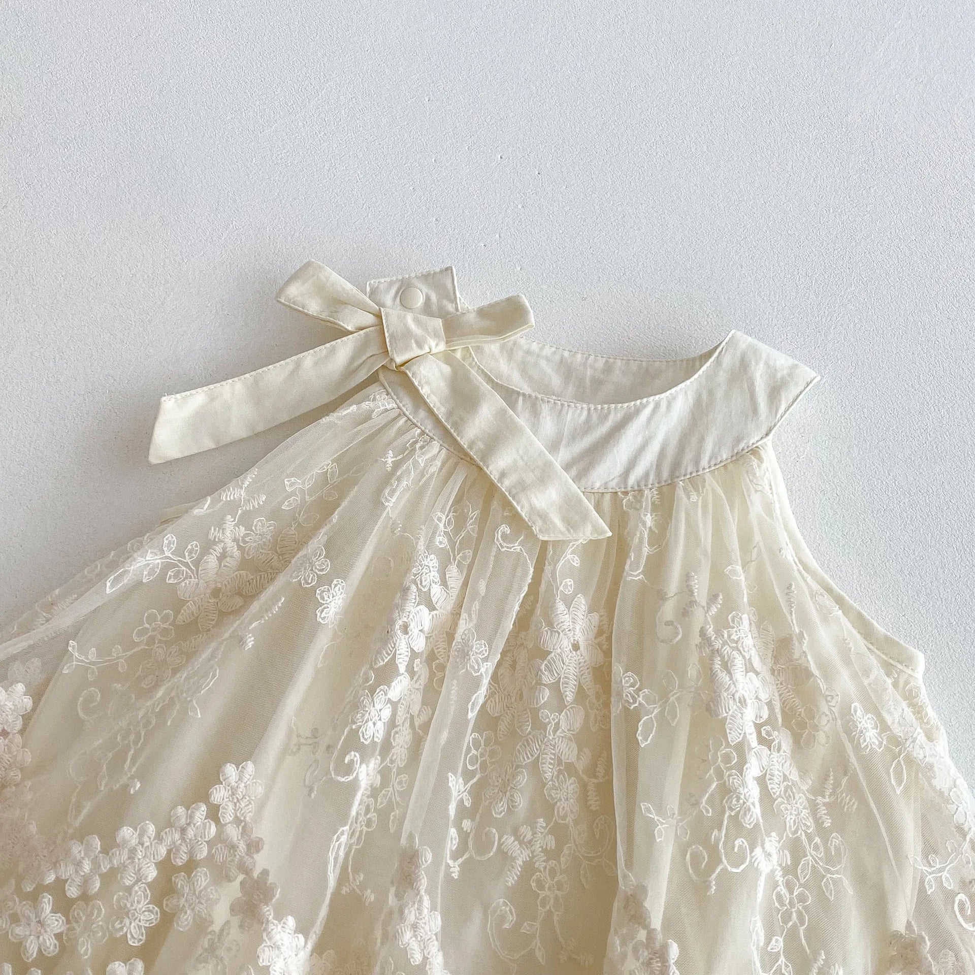 Baby Girl Clothes Cotton Lace Embroidery Bow Romper Dress 0-2Y Baby Girl Birthday Photo Outfit Sleeveless Princess Bodysuit
