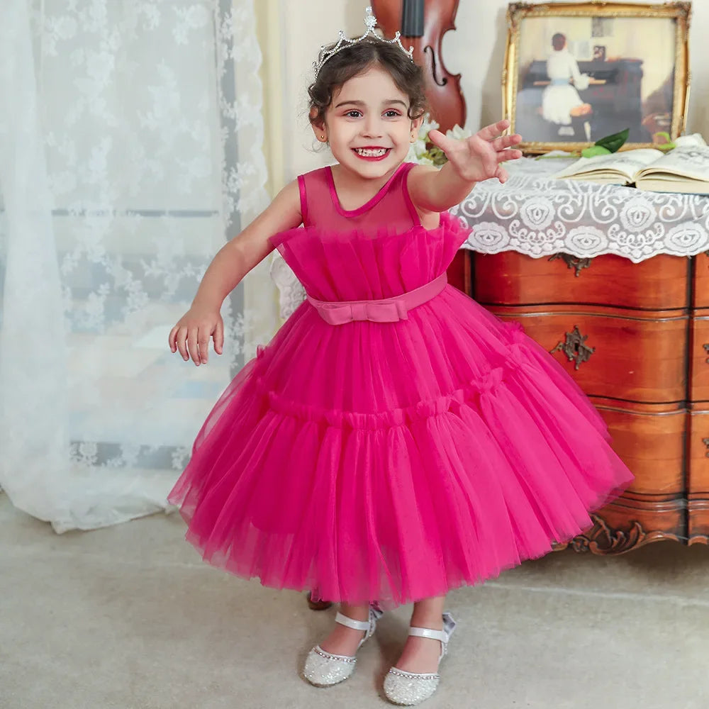 Baby Girls Clothes Toddler Kids Wedding Princess Dress Elegant Birthday Gowns Tulle Bridesmaid Evening Party Christmas Vestidos