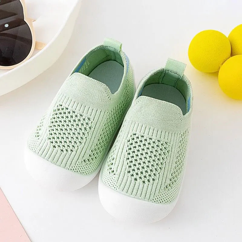 Baby Shoes Anti-slip Breathable Infant Crib Floor Socks with Rubber Sole for Children Girls Boys Mesh Shoes Soft Bottom Slippers