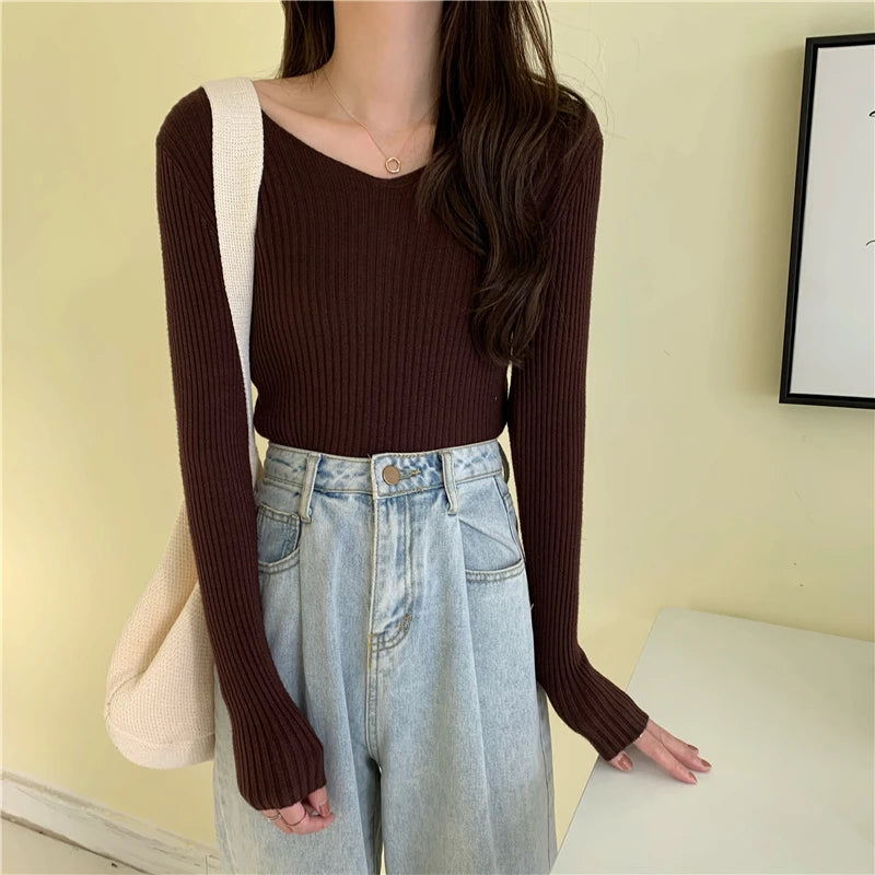Casual Long Sleeve Knitted Pullover 2026 Autumn Winter Women Sweaters Femme Basic Solid Jersey Tops Fashion Clothes