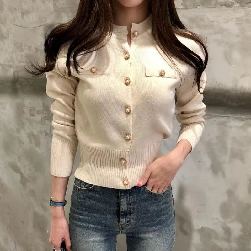 Autumn Winter Long Sleeve Fashion Women Cardigans Sweater Knitted Coat Short Casual Single Breasted Korean Slim Chic Ladies Tops