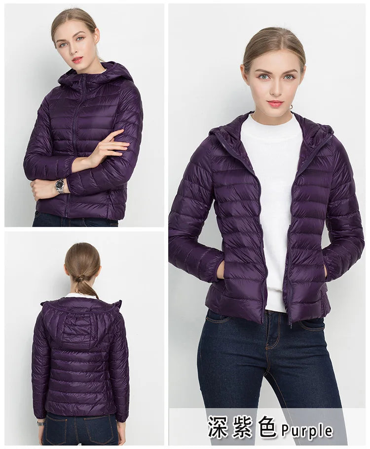 Johnature 2025 New Women Coat Autumn Winter White Duck Down Jacket Solid Colors Warm Slim Zipper Fashion Light Down Coat