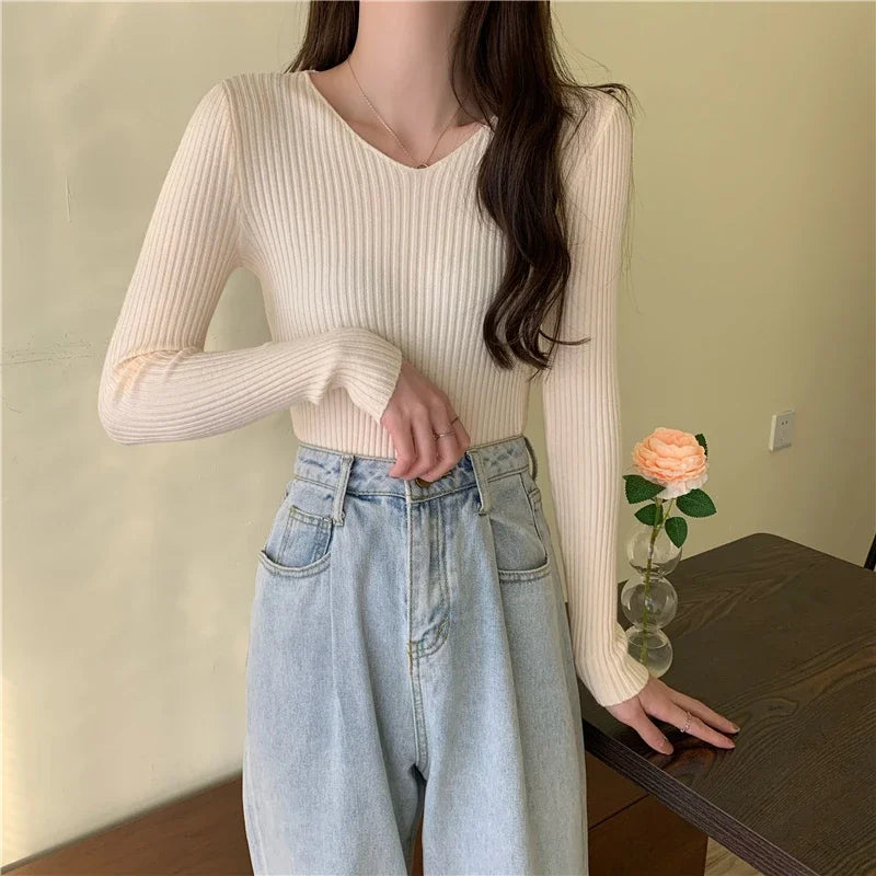 Casual Long Sleeve Knitted Pullover 2026 Autumn Winter Women Sweaters Femme Basic Solid Jersey Tops Fashion Clothes