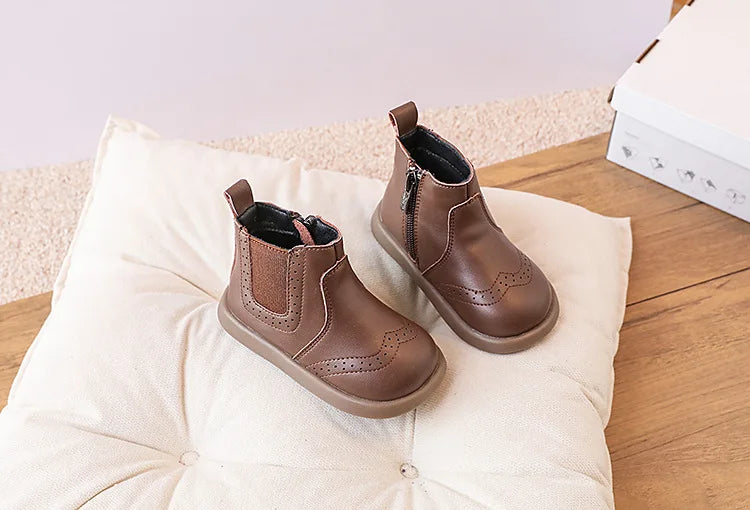 New Spring/Autumn Baby Shoes  Leather Toddler Children Ankle Boots Rubber Sole Infant Shoes Fashion Little Girls Boots 15-25