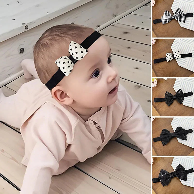 Black Lace Baby Headband Korean Sweet Bow Princess Girl Elastic Hairband Newborn Photo Props Kids Hair Accessories Headdress