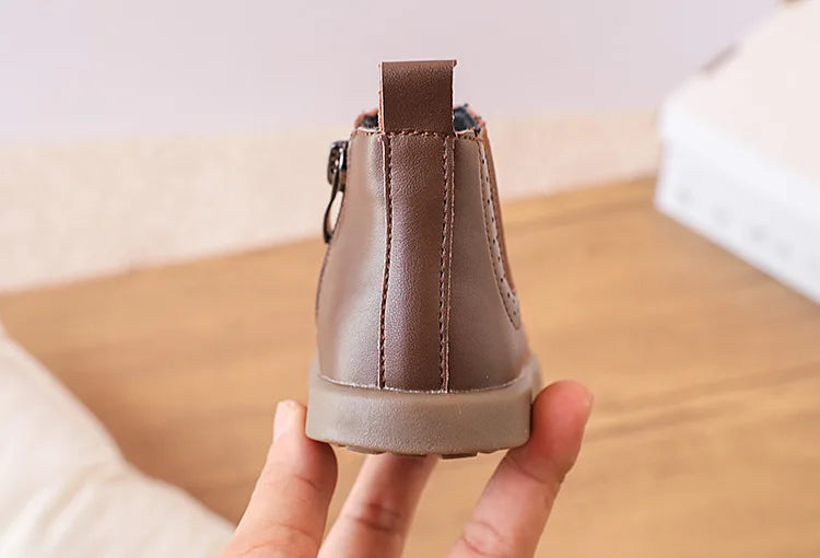 New Spring/Autumn Baby Shoes  Leather Toddler Children Ankle Boots Rubber Sole Infant Shoes Fashion Little Girls Boots 15-25