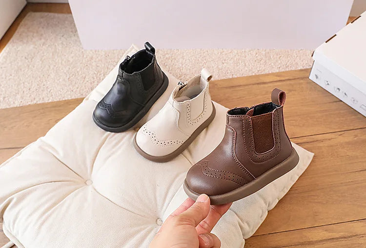 New Spring/Autumn Baby Shoes  Leather Toddler Children Ankle Boots Rubber Sole Infant Shoes Fashion Little Girls Boots 15-25