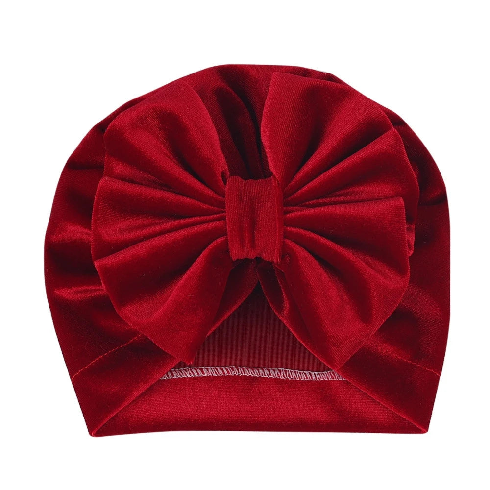 Baby Girls Big Bow Knot Velvet Hat Newborn Infant Turban Caps Children Leopard Beanies Photo Props Gifts Hair Accessories