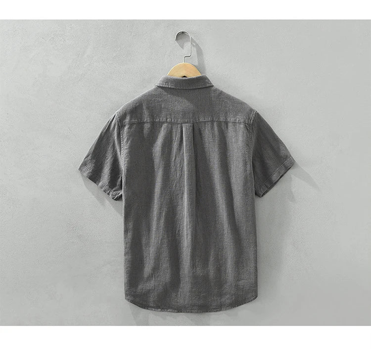 Summer New Linen Cotton Casual Shirt for Men Clothing Vintage Short Sleeve Streetwear C2759