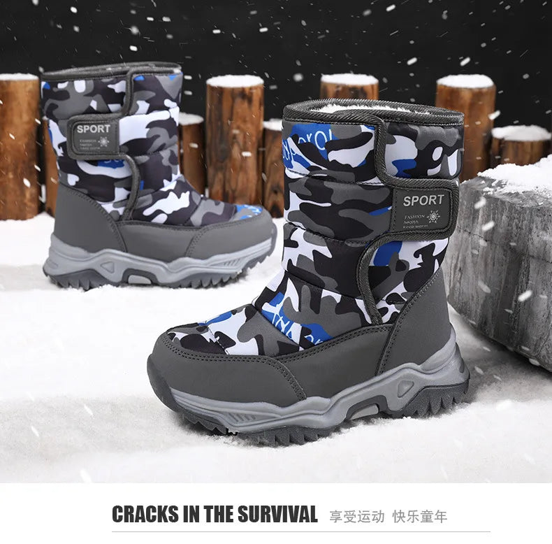 Bota Platform Kid Snow Boot 2023 Winter NewCasual Boy Cotton Shoe Warm Girl Boot Plush Ankle Boot Cotton Boot Kid Boot Girl Shoe