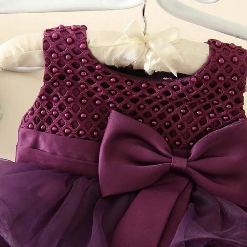Baby Girl Princess Dress Pearl Infant Toddler Girl layered Vintage Vestido Party Birthday Ball Gown Xmas Baby Clothes 1-7Y