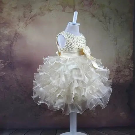 Baby Girl Princess Dress Pearl Infant Toddler Girl layered Vintage Vestido Party Birthday Ball Gown Xmas Baby Clothes 1-7Y