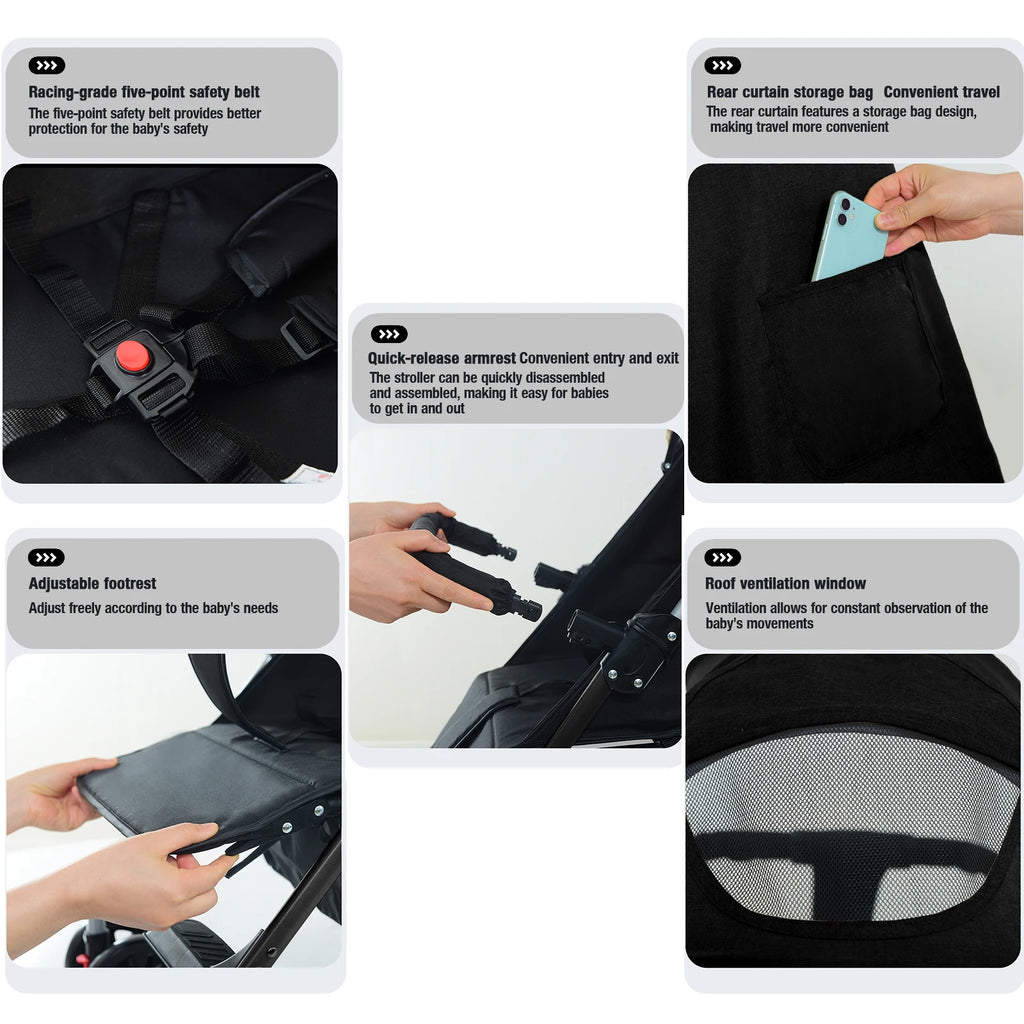 Stroller for baby stroller 3 in 1 stroller with storage basket Light stroller baby cars baby accessories,pram for child car seat