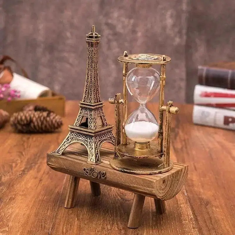 Creative Iron Tower Hourglass Home Decor Modern Minimalist Study Desk Wooden Timing Hourglass Decor Household Goods Wholesale