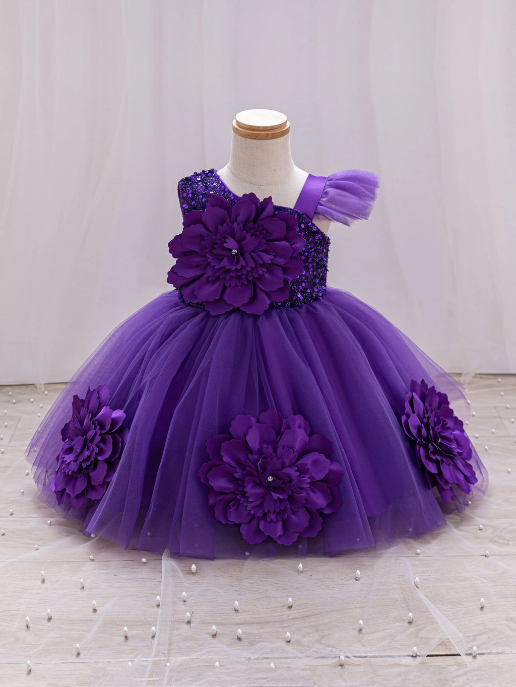 Girls  princess dress 1-5 Y baby Girls wedding sleeveless three-dimensional butterfly mesh carnival birthday party evening dress