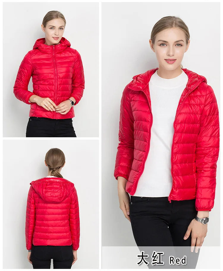 Johnature 2025 New Women Coat Autumn Winter White Duck Down Jacket Solid Colors Warm Slim Zipper Fashion Light Down Coat