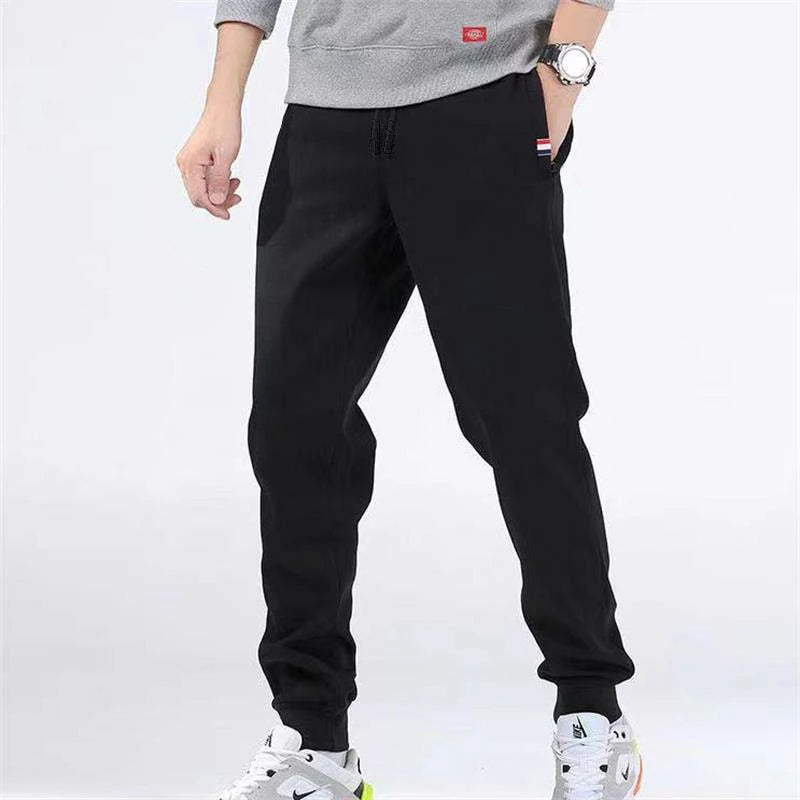 Winter Men's Cotton Tight Track Pants Fleece-Lined Thick Lambskin Knitted Sweatpants Casual Pants Men's Factory Direct Supply
